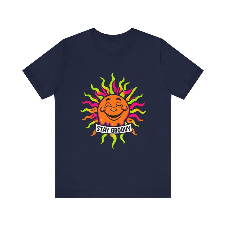 T-Shirt mit schmelzender, lächelnder Sonne im psychedelischen 70er-Jahre-Retro-Stil, psychedelisches 70er-Jahre-T-Shirt, cooles Hippie-Geschenk Bild 12