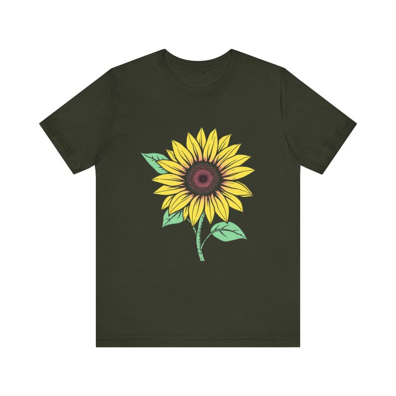 Camiseta botánica floral con estampado de hojas de girasol, camiseta botánica floral, regalo para amantes de las flores. imagen 2