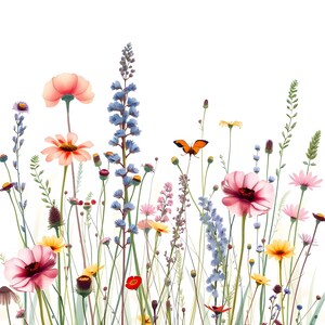 Aquarell-Wandbild „Wildblumenwiese“ zum Ausdrucken, digitaler Download, Sofort-Download-Druckset Bild 3
