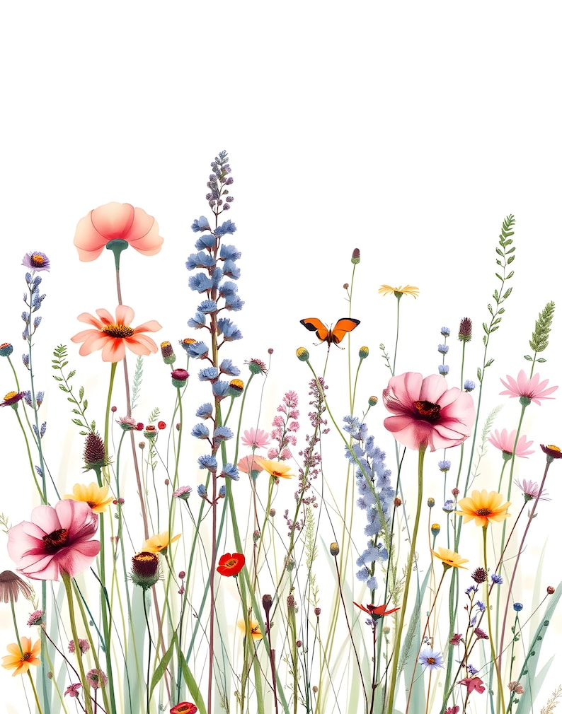 Aquarell-Wandbild „Wildblumenwiese“ zum Ausdrucken, digitaler Download, Sofort-Download-Druckset Bild 3