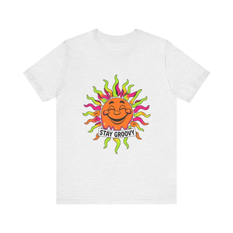 T-Shirt mit schmelzender, lächelnder Sonne im psychedelischen 70er-Jahre-Retro-Stil, psychedelisches 70er-Jahre-T-Shirt, cooles Hippie-Geschenk Bild 2