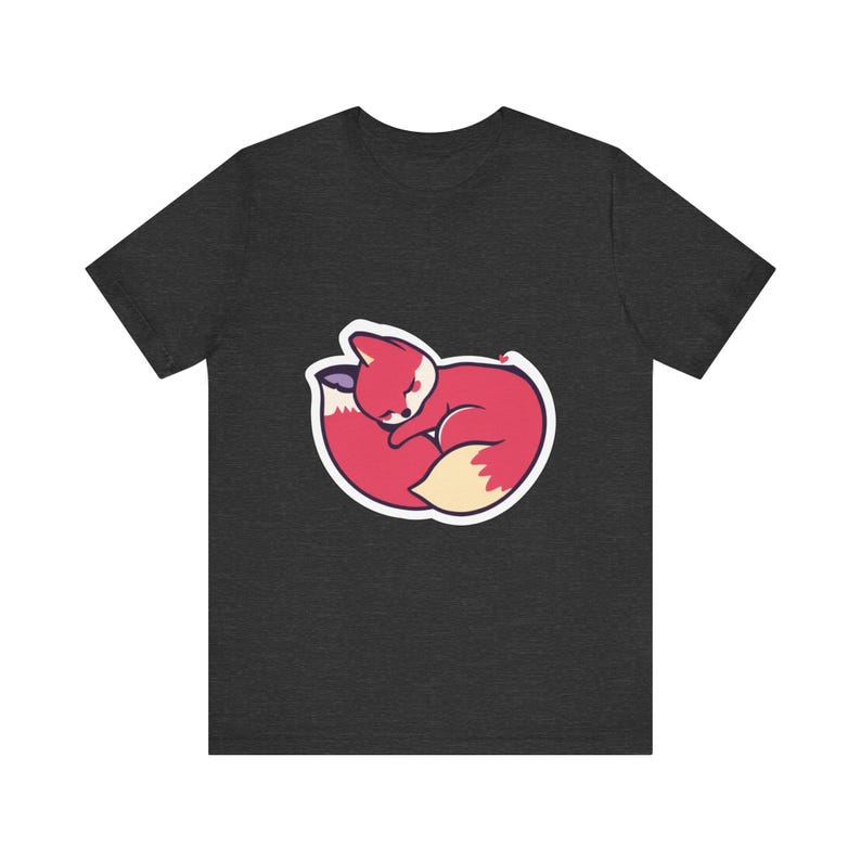 Niedliches T-Shirt mit schlafendem Fuchs im zusammengerollten Zustand, Geschenk für Tierliebhaber Bild 11