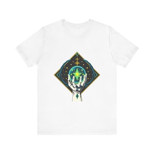 T-Shirt mit leuchtendem Kristallmotiv, himmlisch-mystisches Geschenk Bild 1