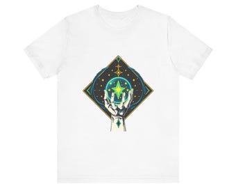 T-Shirt mit leuchtendem Kristallmotiv, himmlisch-mystisches Geschenk