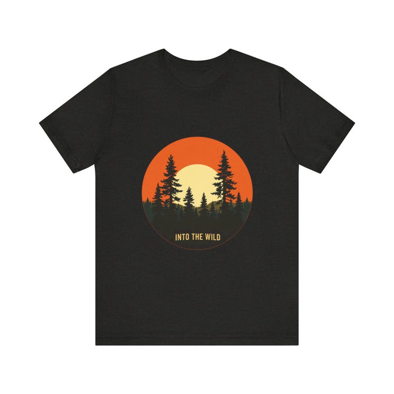 Retro Forest Pines Sonnenuntergang T-Shirt, Vintage Retro Outdoors T-Shirt, Natur Abenteuer Geschenk Bild 7