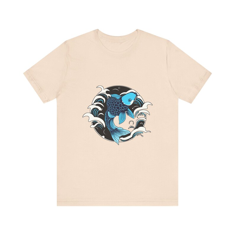 T-Shirt mit Koi-Karpfen inmitten japanischer Ukiyo-e-Malerei, japanisches Kunst-T-Shirt, Geschenkidee für japanische Kunst Bild 5