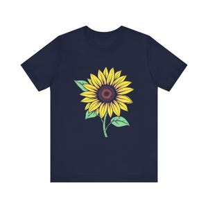 Camiseta botánica floral con estampado de hojas de girasol, camiseta botánica floral, regalo para amantes de las flores. imagen 3