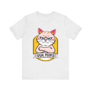 Lustiges T-Shirt mit mürrischer Cartoon-Katze, witziges Geschenk Bild 2
