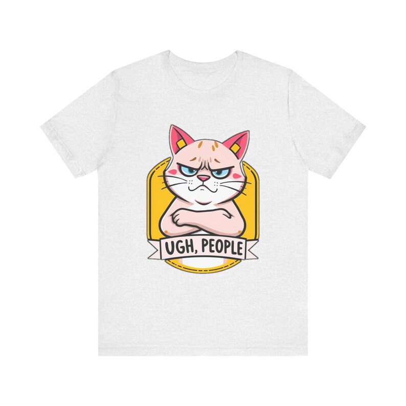 Lustiges T-Shirt mit mürrischer Cartoon-Katze, witziges Geschenk Bild 2