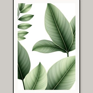 Sage Green Botanical Leaves Printable Wall Art, Digital Download, Instant Download Print Set image 2