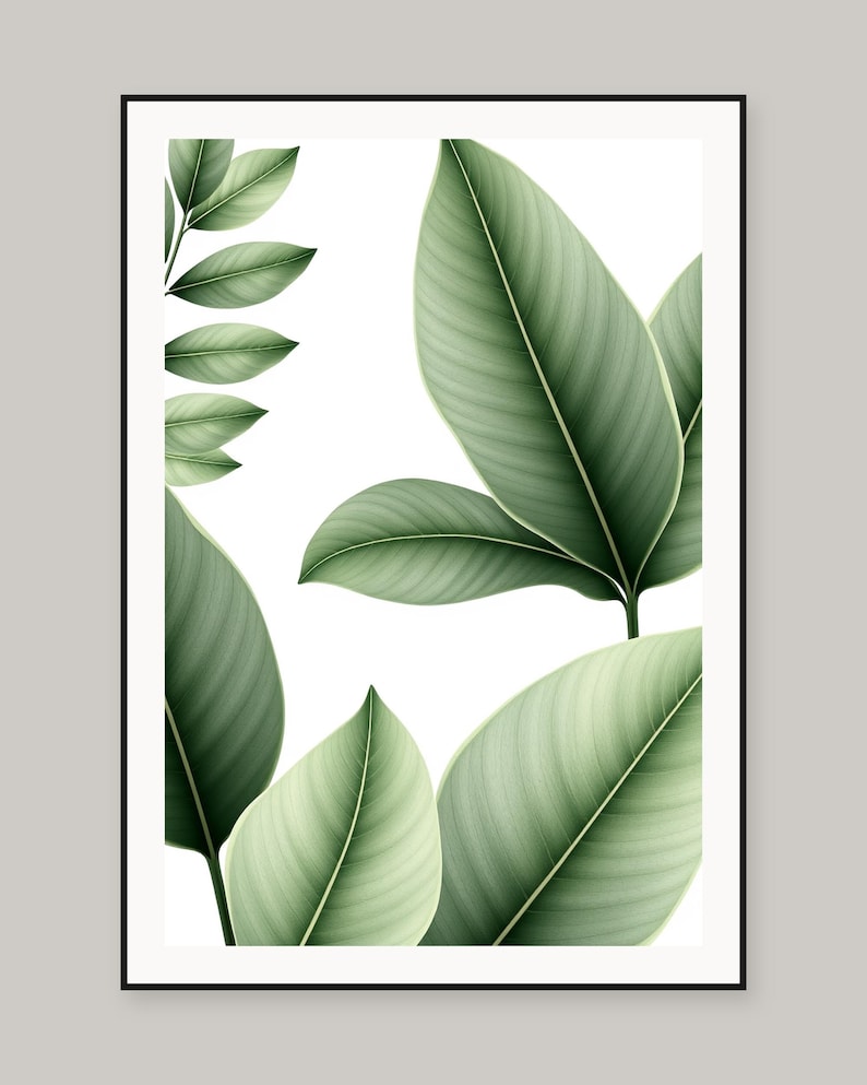Sage Green Botanical Leaves Printable Wall Art, Digital Download, Instant Download Print Set image 2