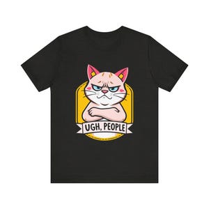 Lustiges T-Shirt mit mürrischer Cartoon-Katze, witziges Geschenk Bild 7