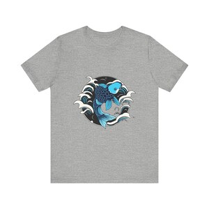 T-Shirt mit Koi-Karpfen inmitten japanischer Ukiyo-e-Malerei, japanisches Kunst-T-Shirt, Geschenkidee für japanische Kunst Bild 10