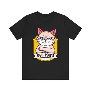 Lustiges T-Shirt mit mürrischer Cartoon-Katze, witziges Geschenk Bild 3
