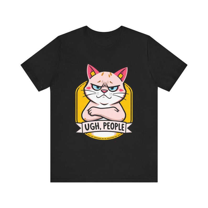 Lustiges T-Shirt mit mürrischer Cartoon-Katze, witziges Geschenk Bild 3