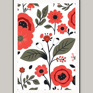 Skandinavisches florales Volksmuster – Druckbare Wandbilder, Digitaler Download, Sofort-Download-Druckset Bild 2