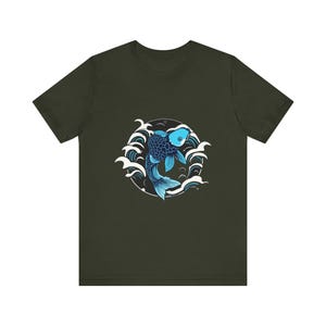 T-Shirt mit Koi-Karpfen inmitten japanischer Ukiyo-e-Malerei, japanisches Kunst-T-Shirt, Geschenkidee für japanische Kunst Bild 8