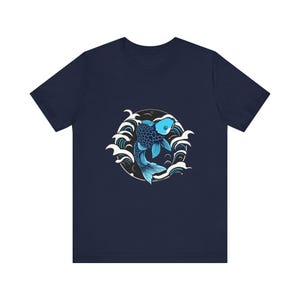 T-Shirt mit Koi-Karpfen inmitten japanischer Ukiyo-e-Malerei, japanisches Kunst-T-Shirt, Geschenkidee für japanische Kunst Bild 12