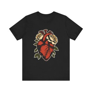 Anatomical Heart Wrapped Roses Edgy Grunge T-Shirt, Edgy Grunge Tee, Alt Streetwear Gift image 3