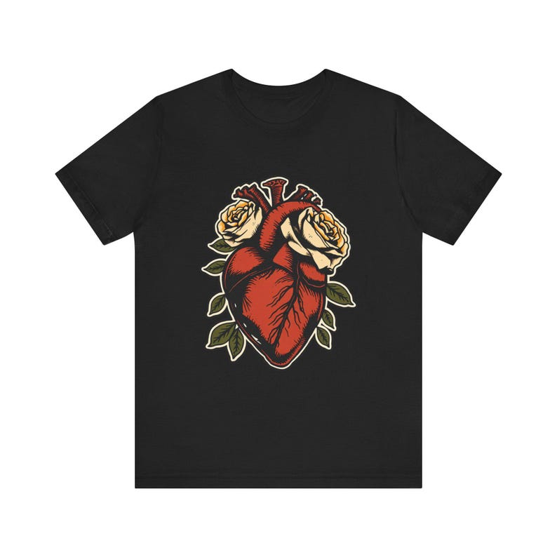 Anatomical Heart Wrapped Roses Edgy Grunge T-Shirt, Edgy Grunge Tee, Alt Streetwear Gift image 3