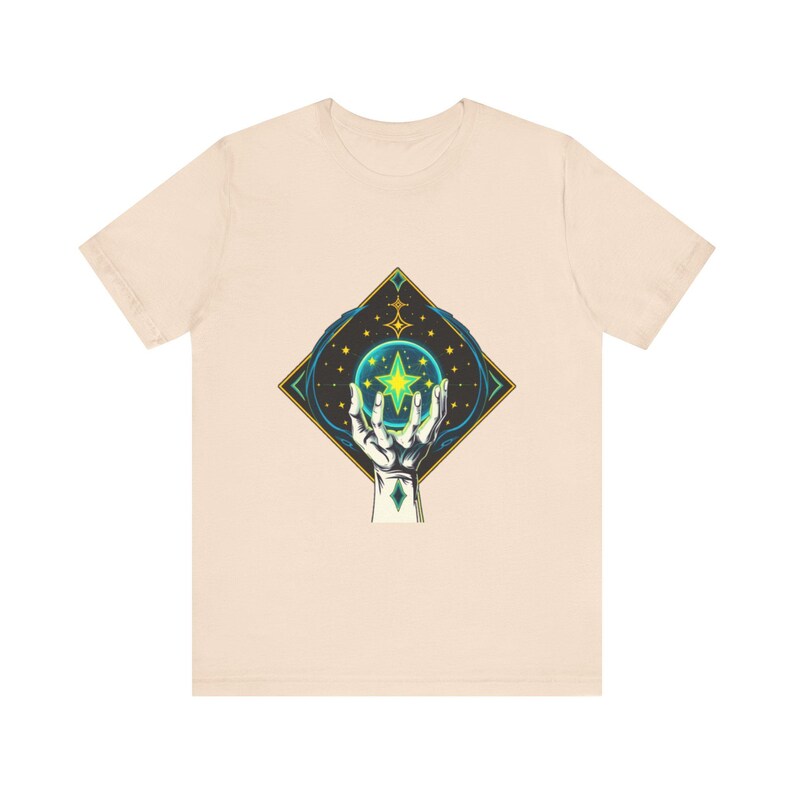 T-Shirt mit leuchtendem Kristallmotiv, himmlisch-mystisches Geschenk Bild 5