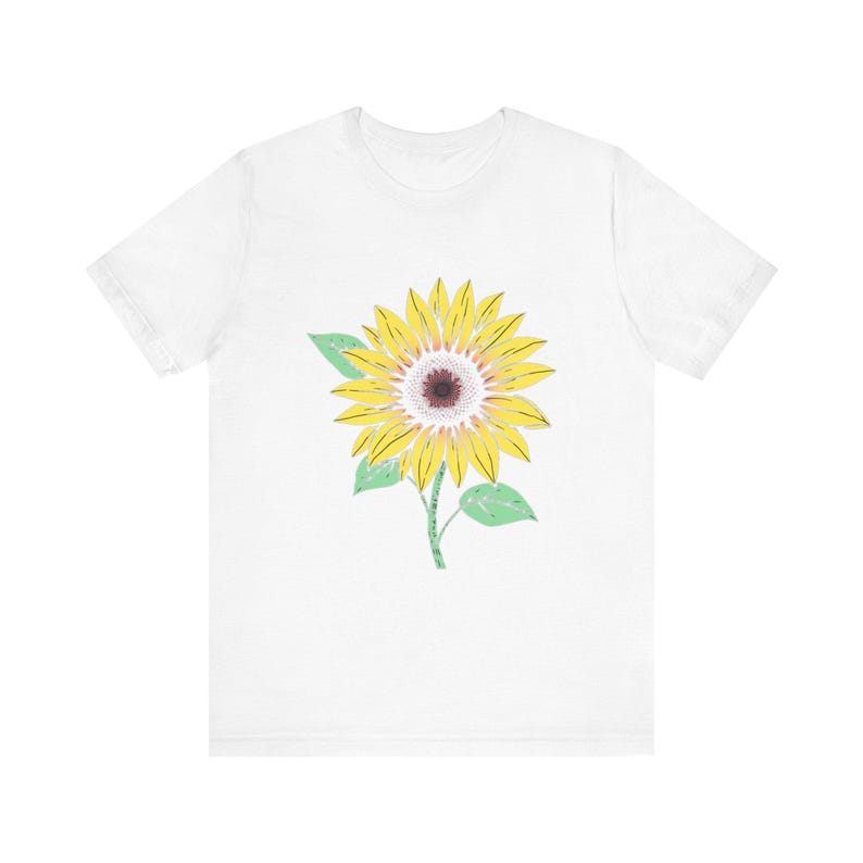 Camiseta botánica floral con estampado de hojas de girasol, camiseta botánica floral, regalo para amantes de las flores. imagen 7