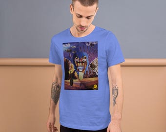 Fantasy Collage Graphic Tee - Abstraktes Gesicht & Sunset City - Artsy Unisex-Shirt