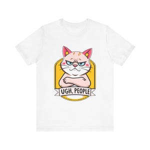 Lustiges T-Shirt mit mürrischer Cartoon-Katze, witziges Geschenk Bild 1