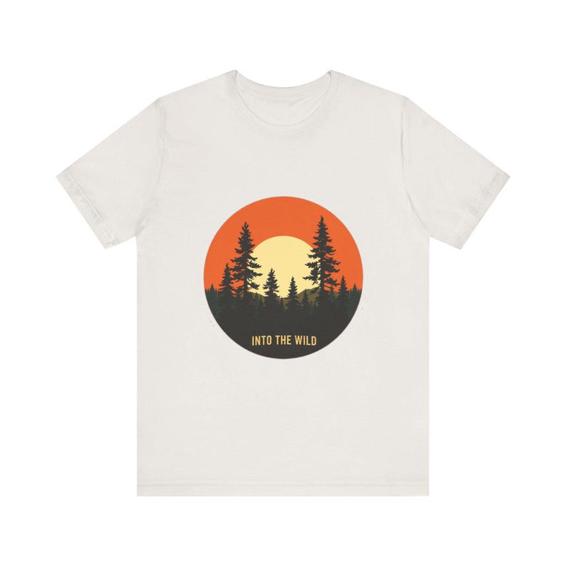 Retro Forest Pines Sonnenuntergang T-Shirt, Vintage Retro Outdoors T-Shirt, Natur Abenteuer Geschenk Bild 6