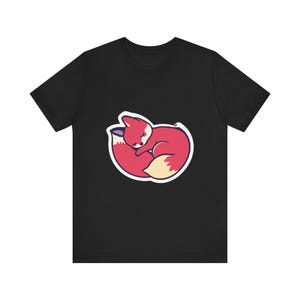 Niedliches T-Shirt mit schlafendem Fuchs im zusammengerollten Zustand, Geschenk für Tierliebhaber Bild 3