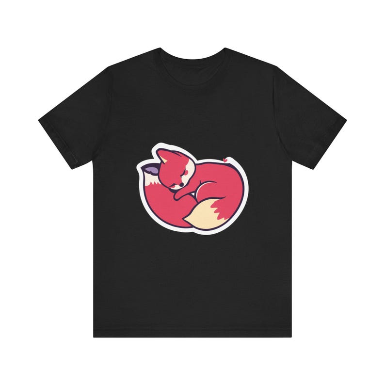Niedliches T-Shirt mit schlafendem Fuchs im zusammengerollten Zustand, Geschenk für Tierliebhaber Bild 3
