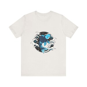 T-Shirt mit Koi-Karpfen inmitten japanischer Ukiyo-e-Malerei, japanisches Kunst-T-Shirt, Geschenkidee für japanische Kunst Bild 6