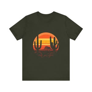 Retro Wüste Sonnenuntergang T-Shirt, Vintage Kaktus Südwesten T-Shirt, Natur Outdoor Abenteuer Geschenk Bild 8
