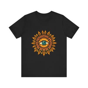 Psychedelic Eye Surrounded By Psychedelic 70s Retro T-Shirt, Psychedelic 70s Tee, Groovy Hippie Gift image 3