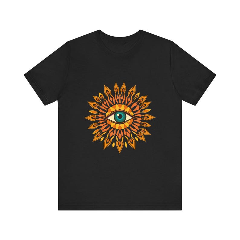 Psychedelic Eye Surrounded By Psychedelic 70s Retro T-Shirt, Psychedelic 70s Tee, Groovy Hippie Gift image 3