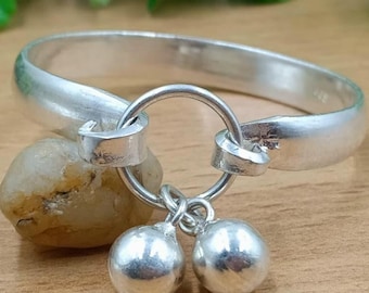Bracelet Ethnique Vintage En Argent Et Os De Bovin - Bijou Occasion Bohème