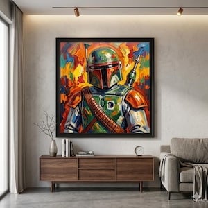 ボバ・フェットのポップアートポスター（巻物ポスター）｜カラフルなスター・ウォーズのヘルメットのウォールアート