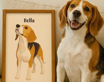 Custom Pet Portrait Print, Personalised Dog or Cat Art
