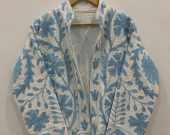 Ethnic Embroidered Suzani TNT Jacket, Winter Wear Jacket Coat, Women's Coat, Suzani Short Jacket, TNT Fabric Suzani Jacket, Partywear Coat