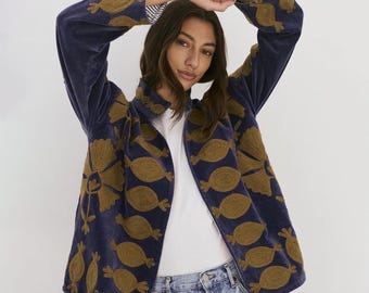 Boho  Velvet Suzani Winter Short Jacket | Winter Handmade Jacket | Embroidered Jacket Coat | Velvet Jacket | Suzani Coat , Robe | One Size