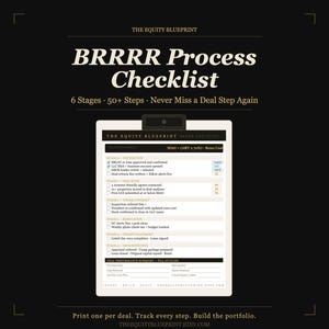 BRRRR Checklist vastgoedproces | Stapsgewijze dealtracker | Afdrukbare pdf | Checklist voor investeerders