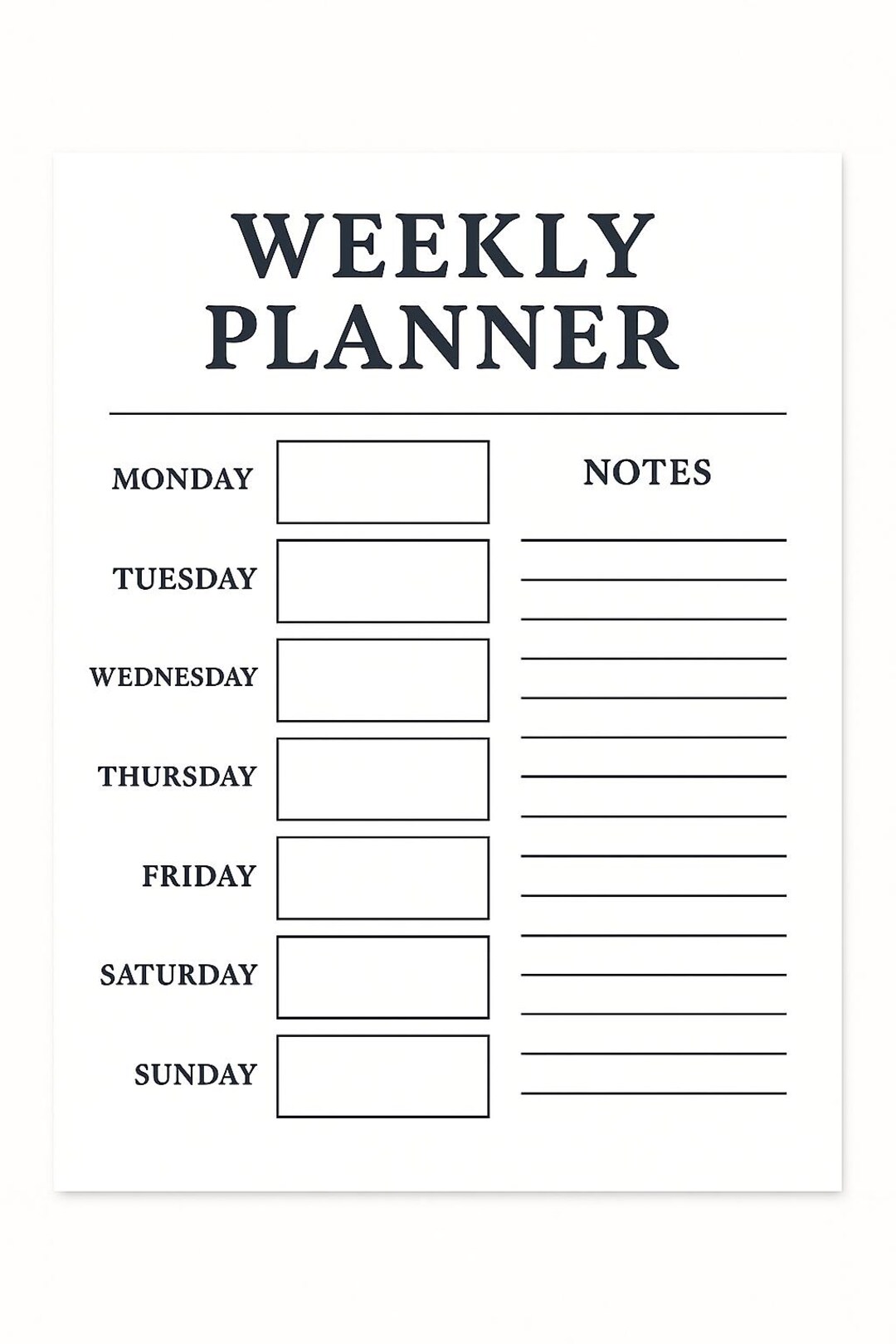 Minimalist Weekly Planner Printable | Simple Design (digital Download ...