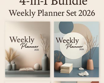 2026 Weekly Planner Bundle – Elegant Minimalist Design (Digital Download)