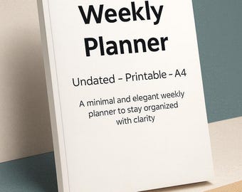 Planificador semanal minimalista imprimible / Sin fecha (A4, PDF)