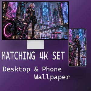 Cyberpunk Wallpaper Pack 4K | Net-runner Female Sci-Fi Character | Phone Lock-screen & PC Desktop Setup | Instant Digital Download