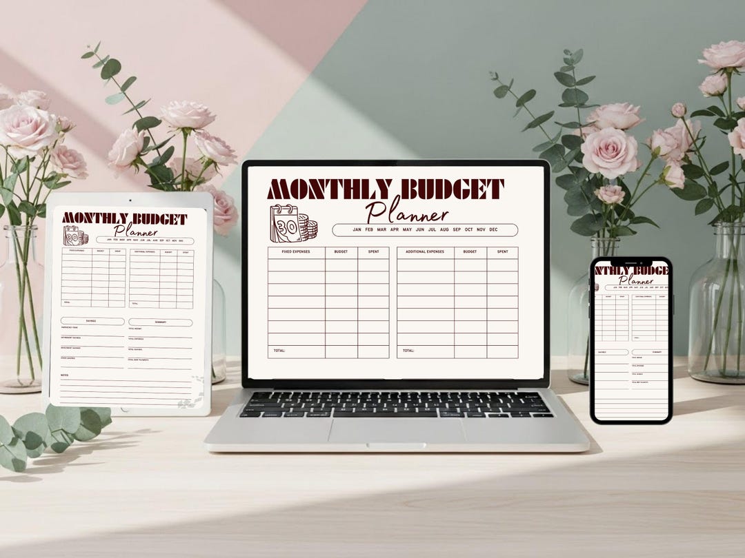 Budget Red Printable Budget Planner PDF, Red Minimalist Monthly Budget, Finance ...