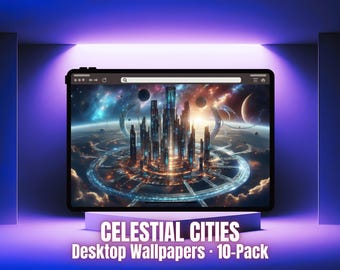 Paquete de fondos de pantalla de Ciudades Celestiales: 10 fondos futuristas (descarga digital)