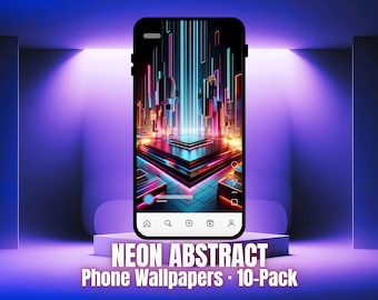 Paquete de fondos de pantalla abstractos de neón para teléfono: 10 fondos brillantes para la pantalla de bloqueo (descarga digital)
