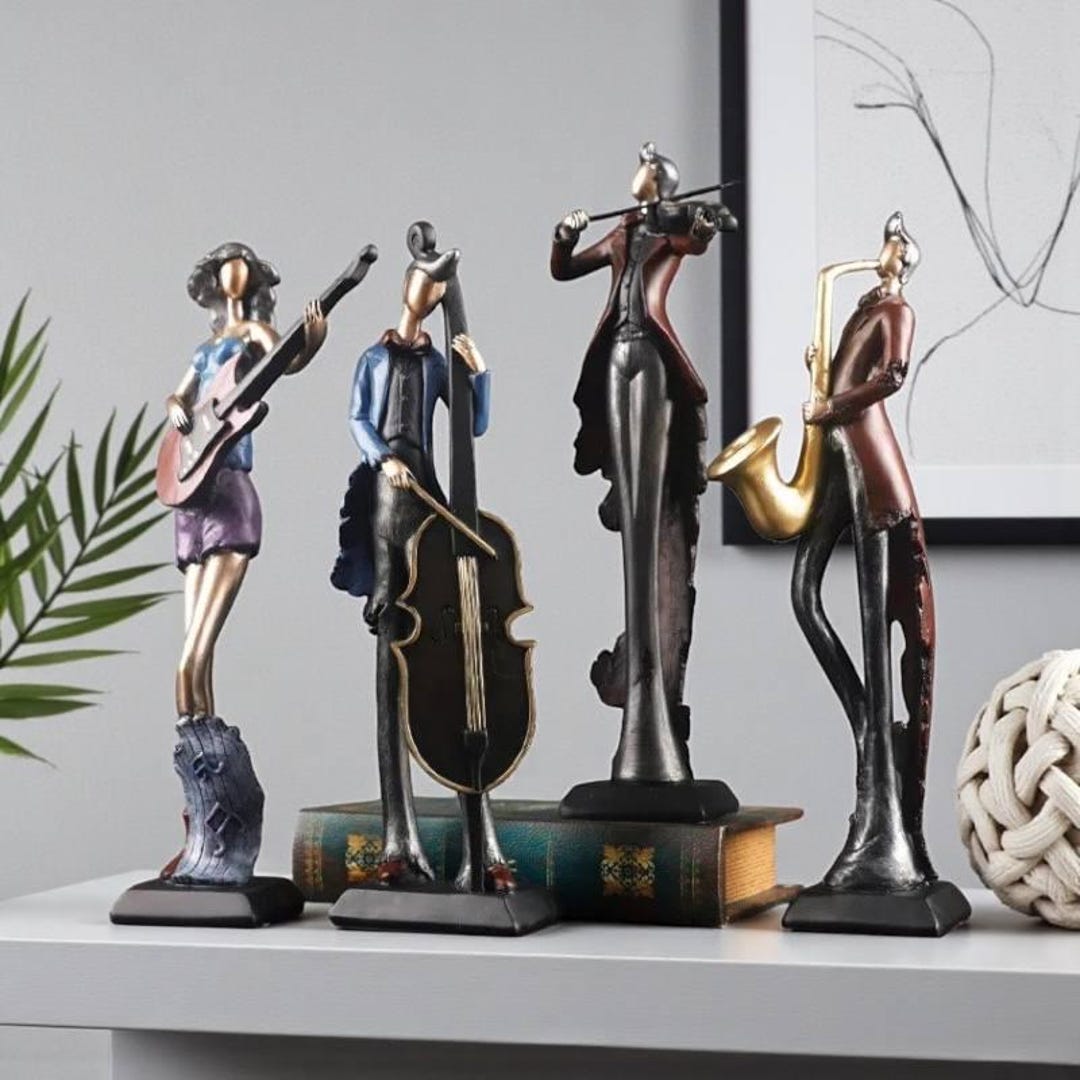 Vintage Musician Resin Figurines, Musical Instrument Statues, Music ...