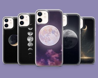 Night Light Phone Case, Moon Cover for iPhone 17, 17Pro, 16, 15, 14, 13, Samsung S25 S24Fe, S23, A16, A56, Pixel 10Pro, 9